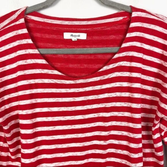 MADEWELL | Cozy Slub Red White Striped Top 3/4 Sleeve Women’s Size Small - Picture 7 of 13